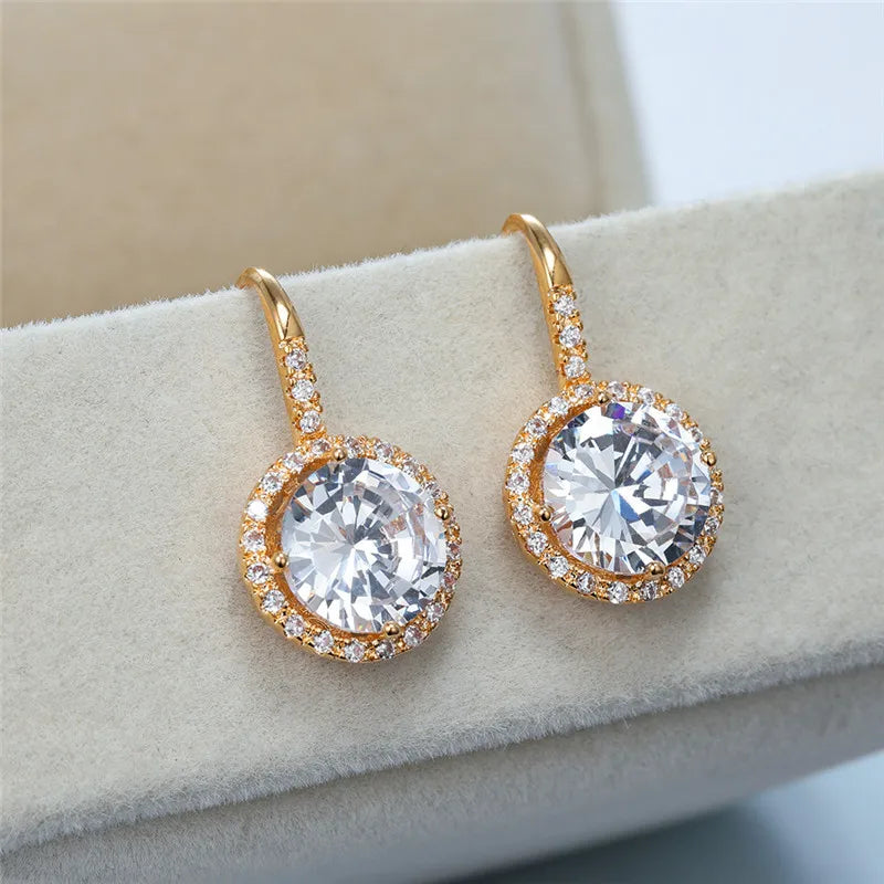 CSE595 Top Quality Fashion Cubic Round Stone Zircon Earrings Girls Crystal Wedding Earrings