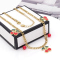 Women's Holiday Fashion Pendant Necklace Stainless Steel Plated 18-Karat Gold Cherry Pendant Collarbone Chain Party Necklace