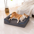 Luxury Orthopedic Dog Bed Warm Square Design with Solid Pattern Washable Removable Memory Foam Sofa Print for Outdoor Pet Space