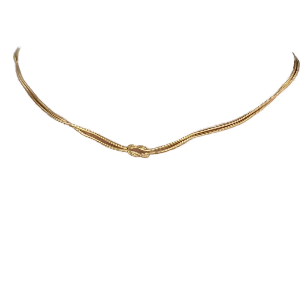 Simple Minimalist Stainless Steel Round Snake Chain Necklace Gold Plated for Women & Girls Valentine's Day Gift