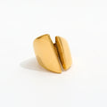 Joolim Jewelry Wholesale 18K Gold Plated Band Chunky Stainless Steel Open Rings for Women Statement Rings