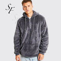 Custom Logo Winter Velvet Oversize Unisex Half Zip Hoodie Sweatshirts for Men Men's Hoodies & Sweatshirts