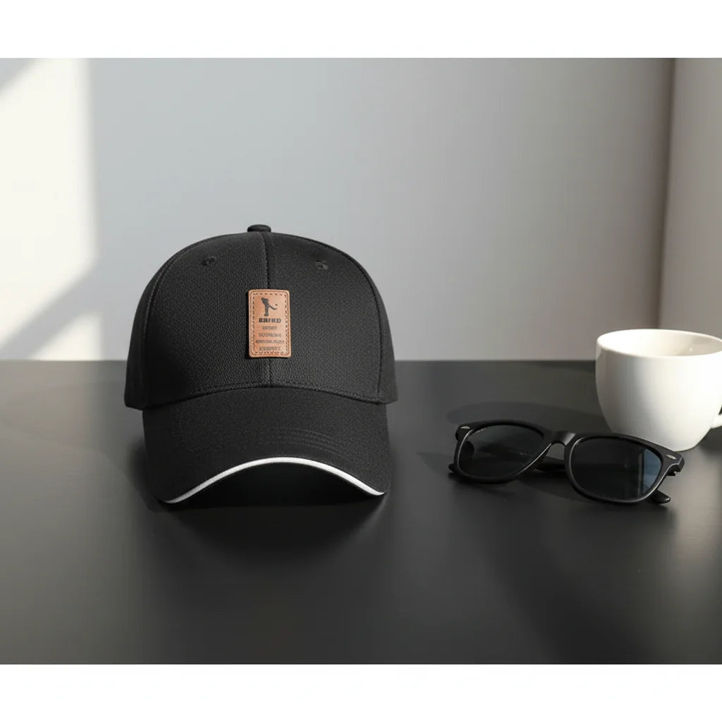WoZhen Premium Men Casual Style Sandwich Curved Brim Hat Leather Custom Logo Sports Baseball Dad Cap