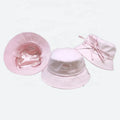 Custom Oversize Bucket Hat With Silk Lining Embroidery Wide Brim Sun Hat Satin Lined Bucket Hat With String