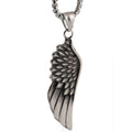 Vintage Handmade Trendy 100% Stainless Steel Angel Wing Feather Pendant Link Chain Necklace for Men-Wedding Gift