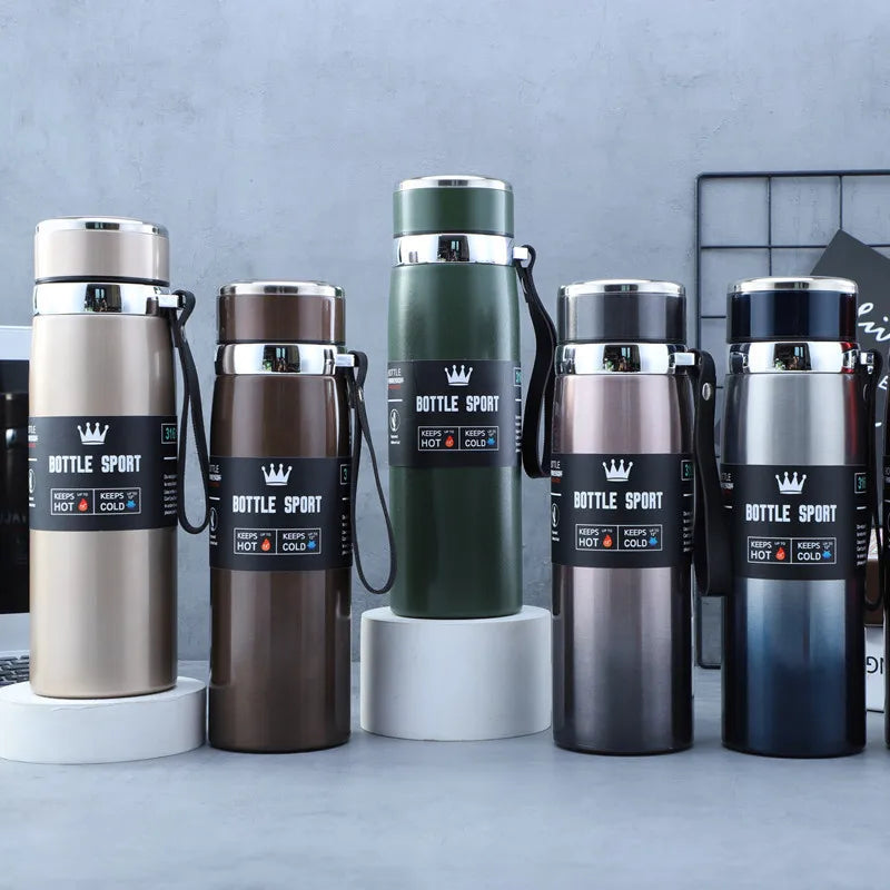 Custom Logo 316 Vacuum Insulated Thermal Flask Metal Double Wall Stainless Steel Hot Water Bottle Vacuum Tumbler with Handle