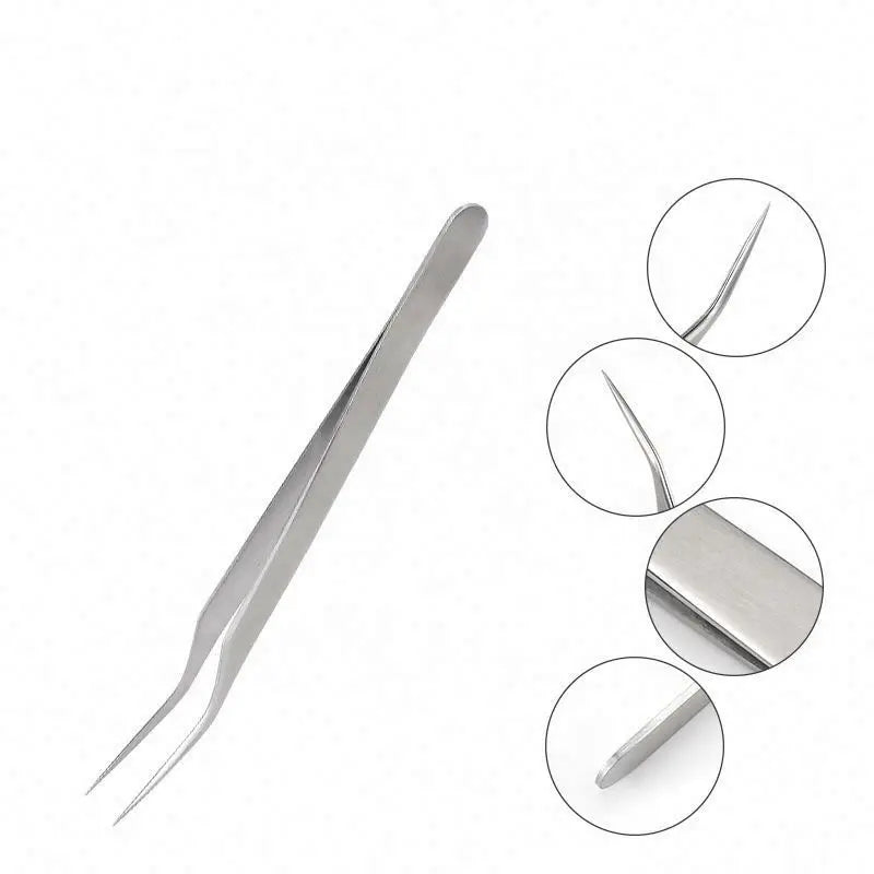 ELITER Hot Sell 20 Degree Tip Stainless Eyelash Tweezers Eyelash Tweezer Extensible Eyelash Extensible Tweezer Custom
