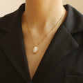 High Quality Geometric Oval Natural Shell Pendant Necklace Trendy Retro Elegant Box Chain Necklace for Women