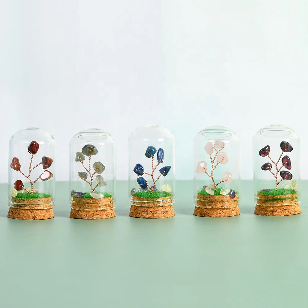 Natural Amethyst Quartz Crystal Tree Landscape Bottle with Fortune Tree Other Crystal Crafts Healing Stone Organic Eco-Friendly