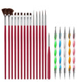 Tamax NAK016 Nail Care Kit with Nail Art Gel Paint Brush 5pcs Crystal Dotting Pen for Nails Design