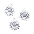 Antique Silver 21x19mm Vintage Style Sunflower Flower Charm Pendants for Jewelry Making with Metal Material