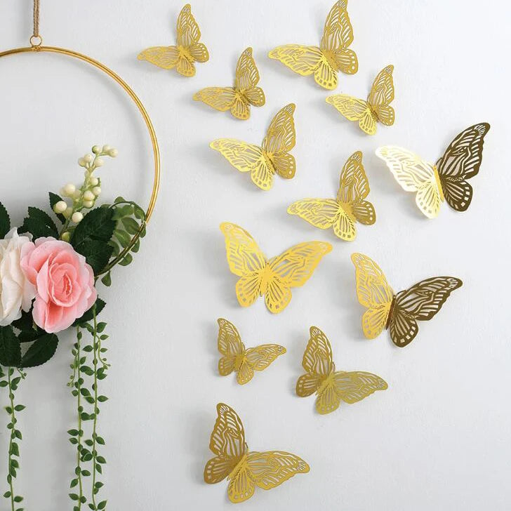 12pc/set Wedding Party Decoration 3d Wall Stickers Home Decor butterfly