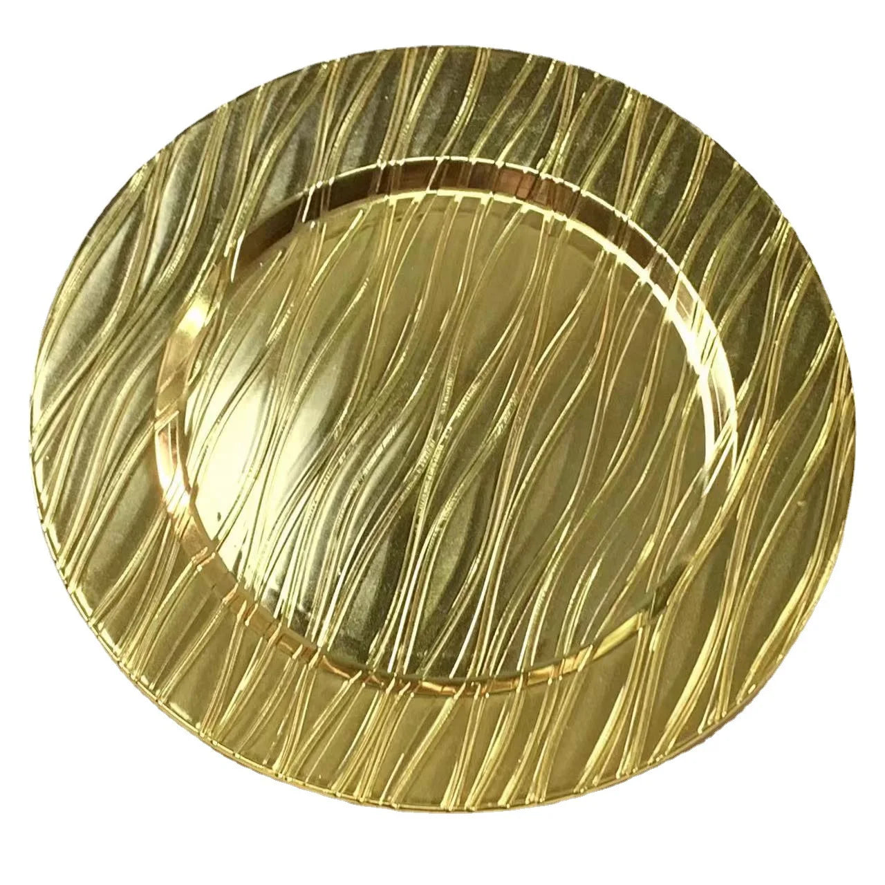 Fancy Elegant Metal Shiny 13 Inch  Plastic Charger Plates for Restaurant Wedding Party Decorative
