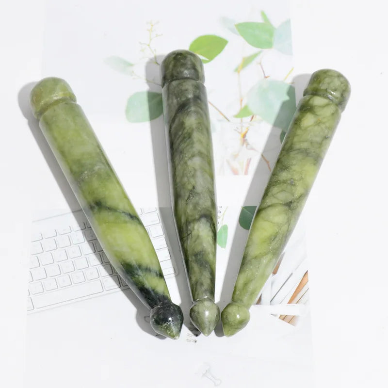 DIY Facial Massage Roller Guasha Scraping Board Set Double Heads Jade Stone Face Massager Lift Body Slim Neck Thin Lift Tools