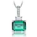 Trendy Fine Jewelry 925 Sterling Silver Emerald Gemstone Pendant Necklace for Women Engagement Wedding Party Gifts