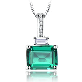Trendy Fine Jewelry 925 Sterling Silver Emerald Gemstone Pendant Necklace for Women Engagement Wedding Party Gifts