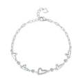 SL1663 925 Sterling Silver Heart Cubic Zirconia Adjustable Bracelet Chain Link for Women Jewelry Romantic Anniversary Gifts
