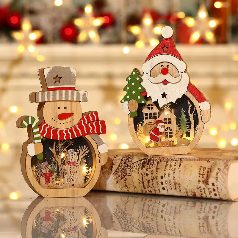 LED New Christmas Decorations Luminous Santa Claus Wooden Decorations Hotel Window Layout Christmas Gifts
