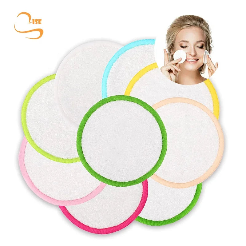 Beauty Tools 3.15" Round Soft Reusable Bamboo Terry Makeup Remover Pads Laundry Bag Set Face Towel Cleaner