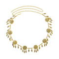Boho Ethnic Waist Chains Flower Gold Belt Body Chain Dancing Leaves Tassels Belly Chain