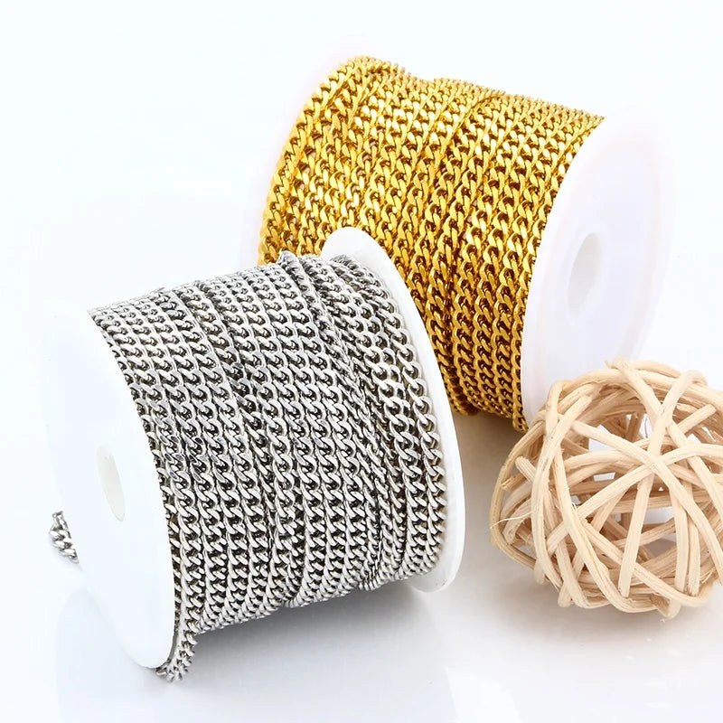 Fashion 18k Gold Plated Diy 304 Stainless Steel Chain Plated More Colors Choice for Jewelry Making