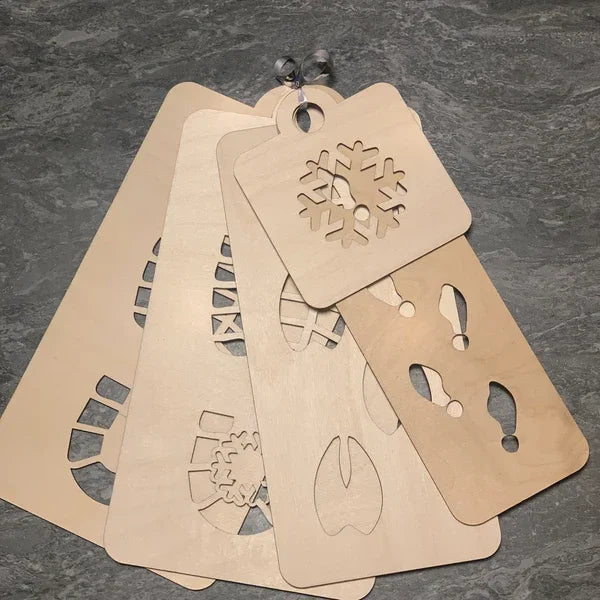 Wholesale Set of 2 Santa Boot Elf Footprint Stencil Custom Laser Cut Snowflake Stencil for Christmas Decoration