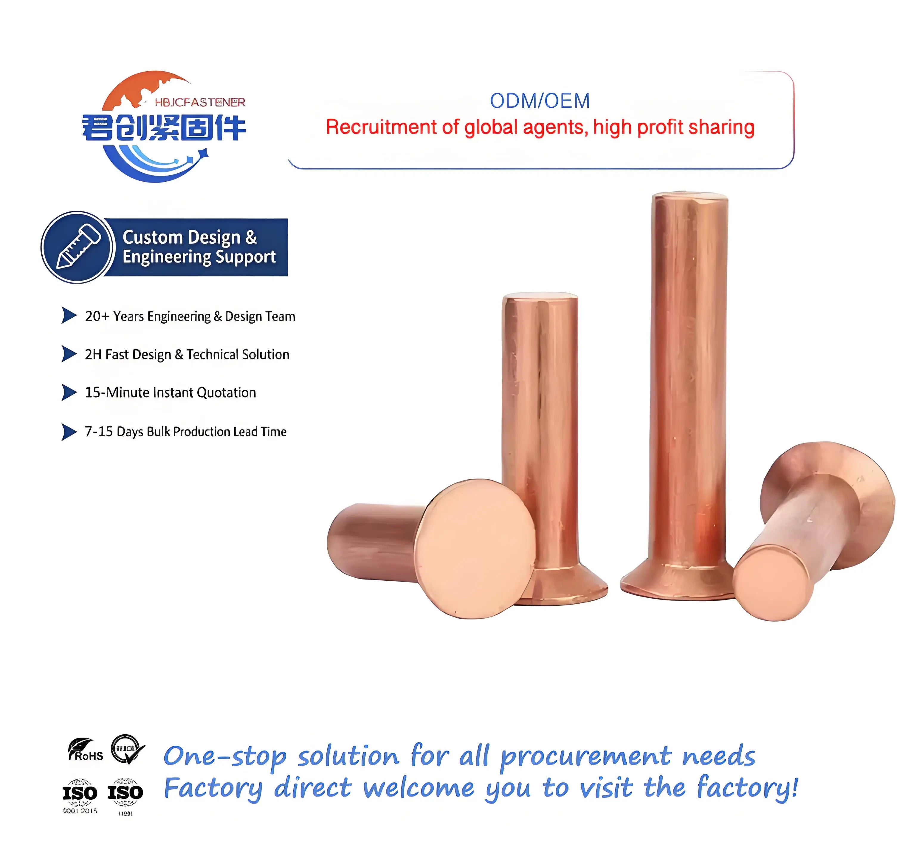 Copper Rivet Nut Pan Head 3/8 in Diameter CLASS 4 Grade Bright Finish Manufacturer