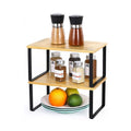 Metal Wooden Four-Tier Standing Type Kitchen Spice Clear Seasoning Bottle Storage Holder Rack for Restaurants