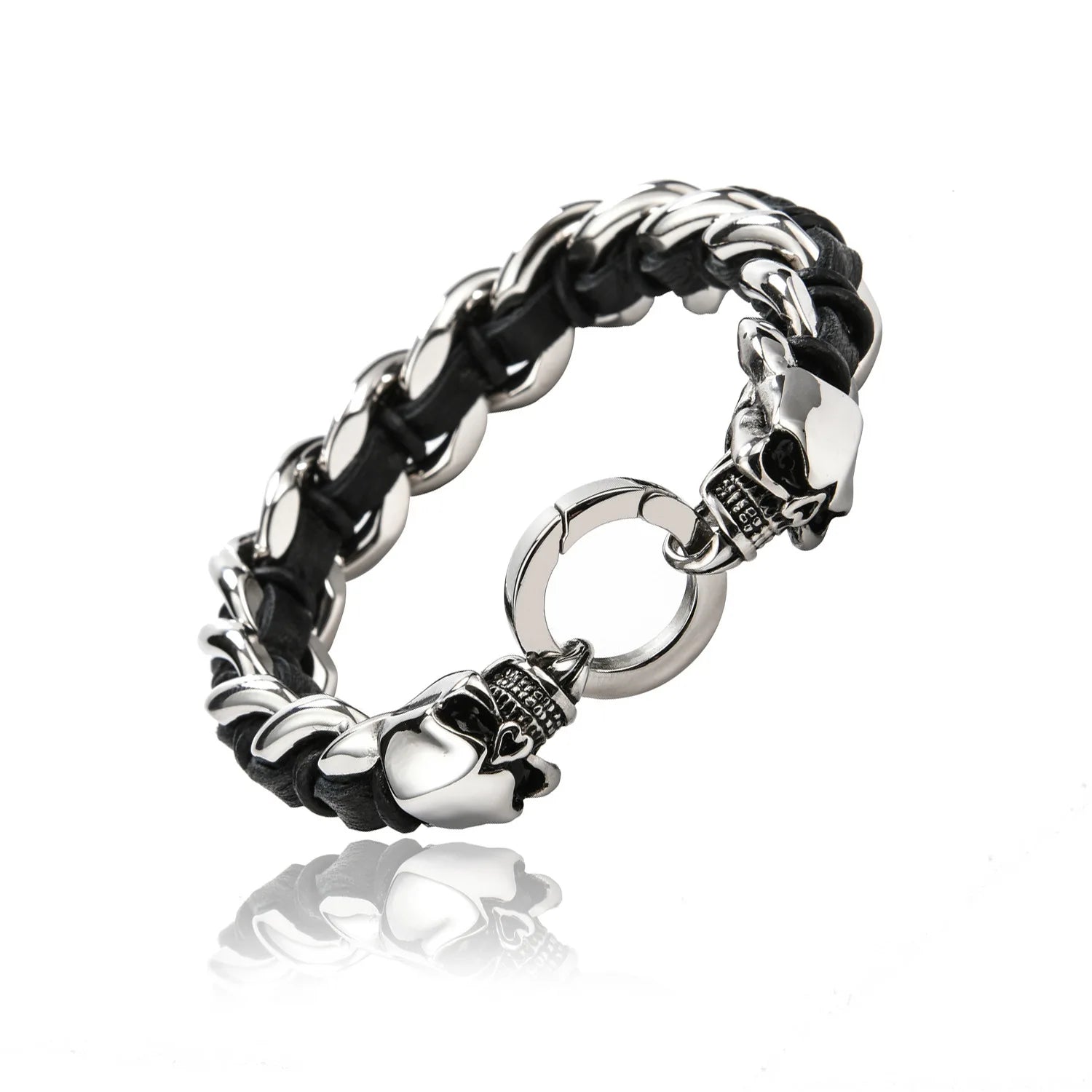 New Fashion Woven Bracelet Stainless Steel Skull Bracelet Punk Personality Men's Custom Jewelry