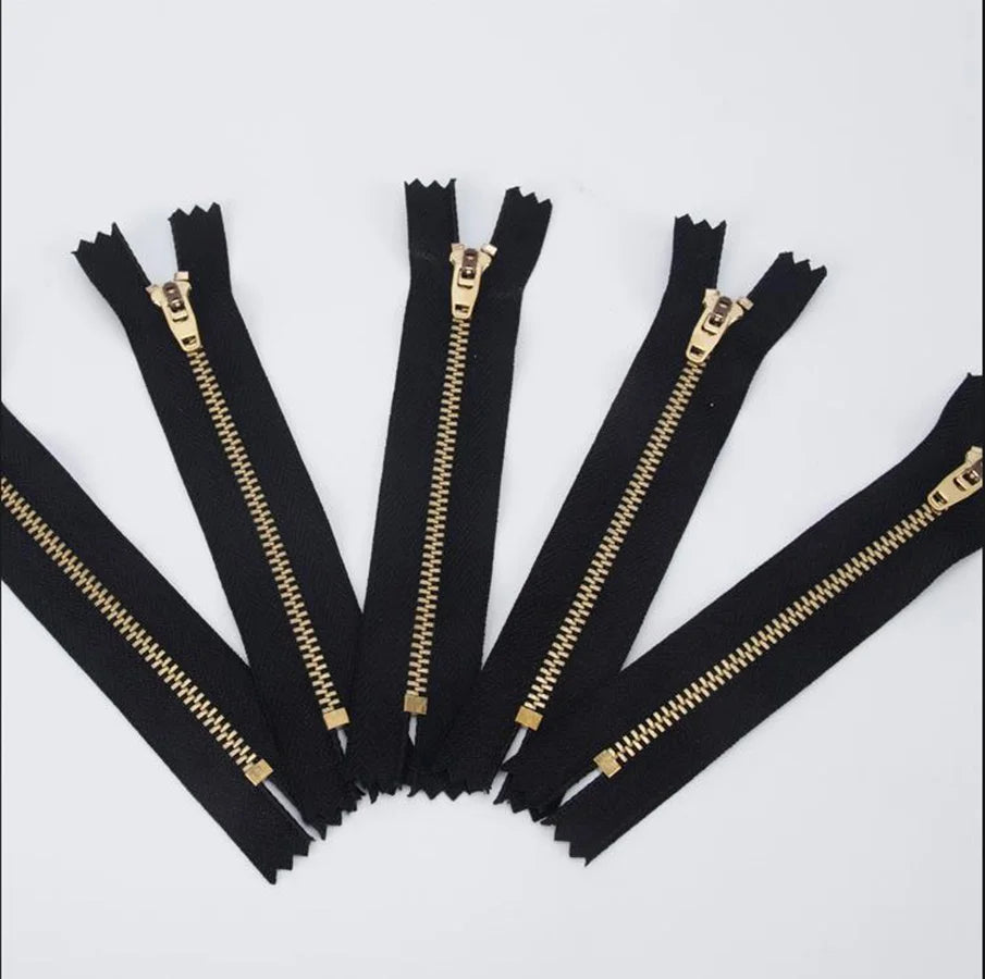 High Quality Customized off Centre Metal Zipper 18 Hidden Brass Zip for Pants Copper-Colored with Close End Gold Zipper