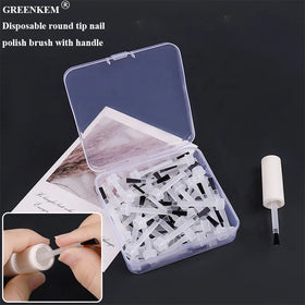 Wholesale 50Pcs/box Disposable Nail Gel Polish Brush With Round Handle Detachable Nail Polish Brush Storage Box Nail Tool Set