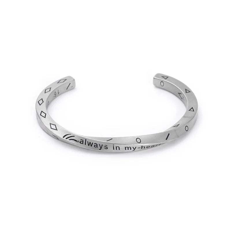 Customized Men Jewelry Stainless Steel Twisty Cuff Bangles Free Size Bracelet for Men