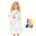 Manufacture DIY Coloring Homewear Custom Wearable Hooded Sweatshirt Flannel Sherpa Oversize Kids Blanket Hoodie