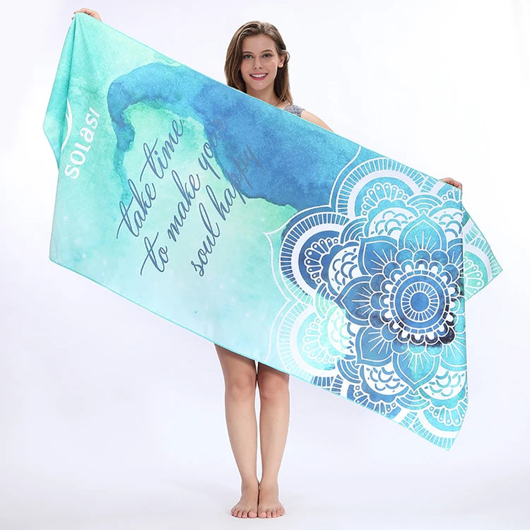 Custom logo Package Soft Towel Fast Dry Microfiber Sand Free Double-side Printing Sport Outdoor Beach Towel Set