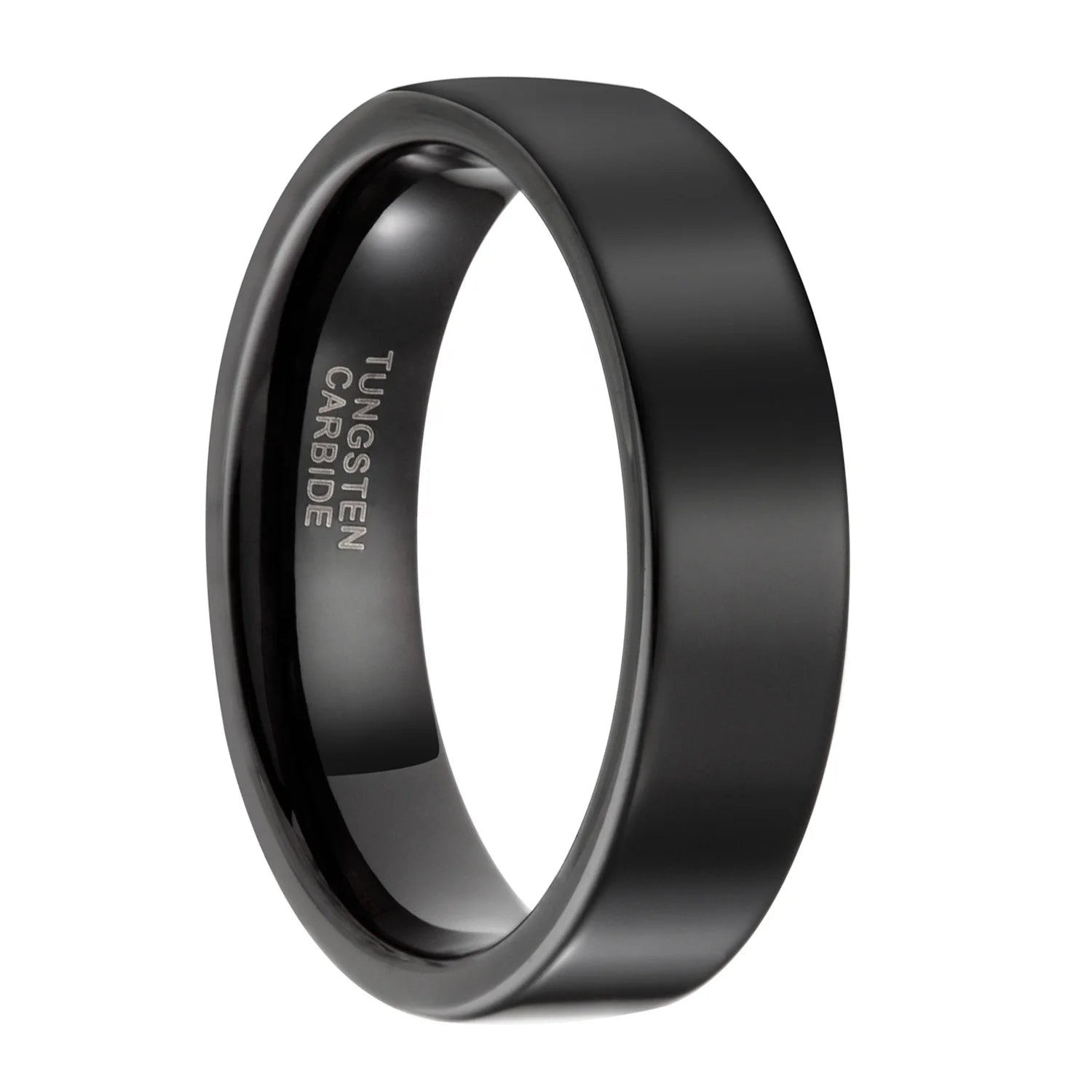 OAHLAN Factory 6mm 8mm Comfort Fit High Polished Plain Black Tungsten Carbide Rings for Men's Engagement Wedding Wholesale