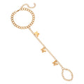 Fashion Stainless Steel Jewelry Creative Ring Conjoined Chain Bracelet Beautiful Butterfly Charm Bracelet for Women Girls