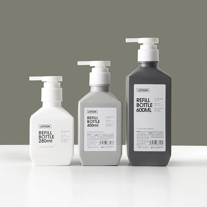 Square HDPE 280ml 500ml 1000ml Lotion Bottle Large Capacity Plastic Shampoo Dispenser Bottle with Pump