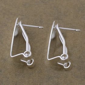 Brass Stud Earrings Post Ear Clip Base 8.5x18.5x10.5mm Jewelry Findings & Components