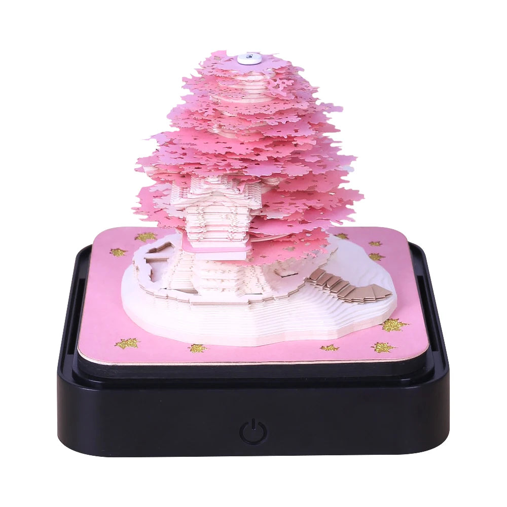 Custom Design 3D Note Pad Block 3D Memo Pad Cherry Blossom Sakura Tree Notes Cube 3D Art Paper Calendar