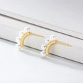 Peishang Jewelry Fashion 925 Sterling Silver Jewelry and Trend Girl Gold Plated Pearl Earrings