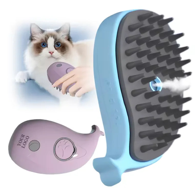 New Design Pet Brushes Self Cleaning Steam Cat Bath Brush With Steamer Water 3 In1 Steamy Pet Hair Brush