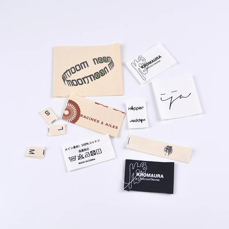 Custom Sew on Garment Clothing Accessories Patches Tags Printing Logo Cotton Skin Care Label Etiquetas Para Ropa Personalizadas