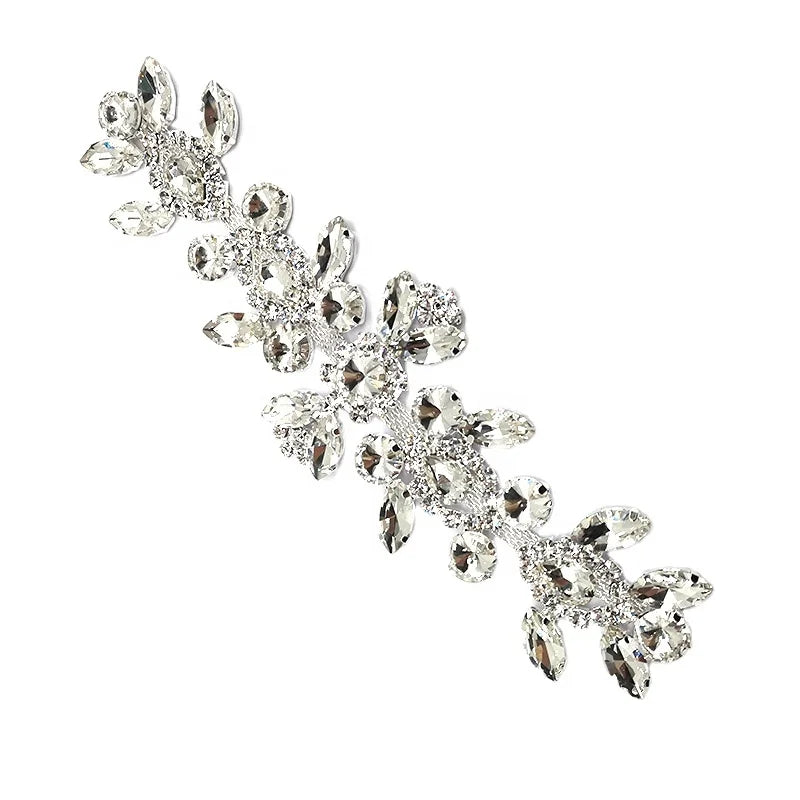 Handmade Versatile Sew-on Crystal Rhinestone Bodice Applique for Bridal Dresses Garments Shoes Bags