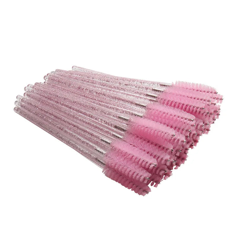 FX-T02 Crystal Spiral Comb Lash Brush Disposable Eyelash Grafting Makeup 50pcs Cross-Border Nylon Eyebrow Brush Chinese Vendors