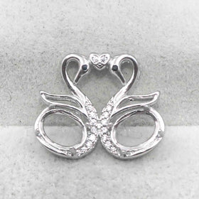Sterling Silver 6*8mm Semi Mount Pendant Empty Frame Blank Support Setting S925 Base Holder Without Center Stone for DIY Inlay