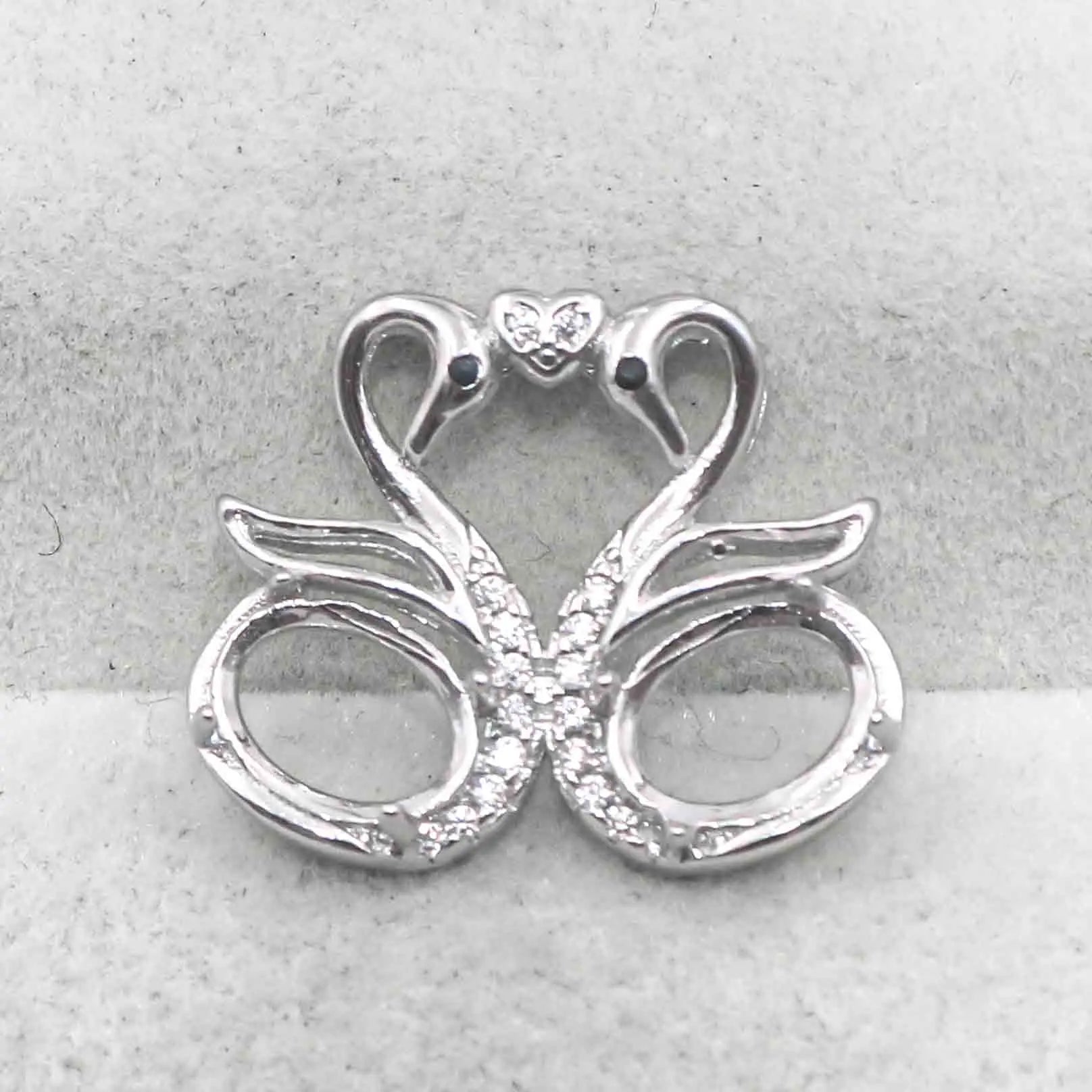 Sterling Silver 6*8mm Semi Mount Pendant Empty Frame Blank Support Setting S925 Base Holder Without Center Stone for DIY Inlay