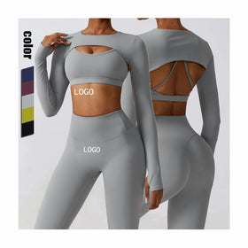 High Stretch Cross Back Sports Yoga Suit Gym Wear Women High Waist Activewear Yoga Sets Fitness for Women