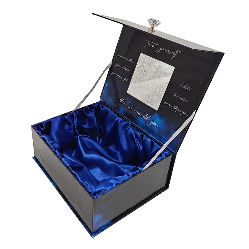 Luxury Women Dress Makeup Hair Cardboard Gift Box with Satin Fabric Custom Logo Mirror Packaging Embossed Printing Magnetic Box