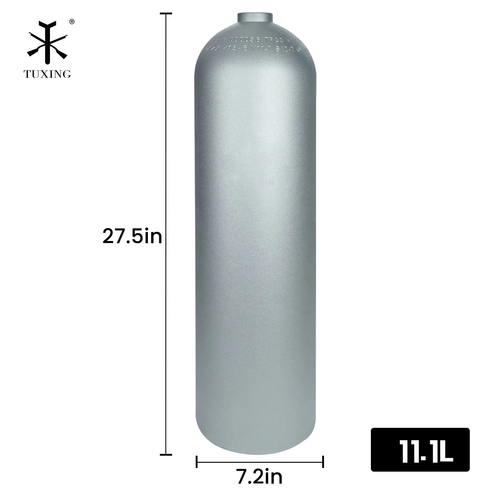 TUXING OEM Manufacturer 11.1L Large Capacity 20mpa 200bar 3000psi Burliness Aluminum Swimming Breath Air Tank for Scuba Diving