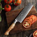Damascus Steel Professional Kitchen Nakiri Slicing Knife With Figured Sycamore Handle